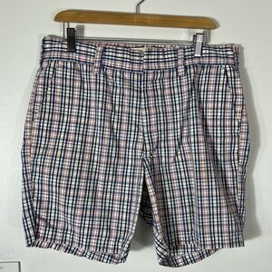 VINTAGE Red Blue Check Mens Shorts Size 36 Lightweight